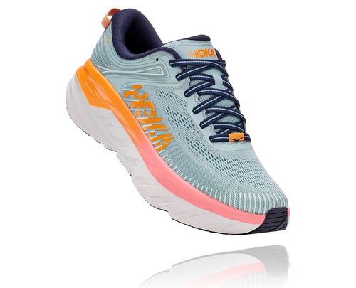 Hoka One One Dame Bondi 7 Road Løpesko Blå Haze/Svart Iris Norge-47WYA